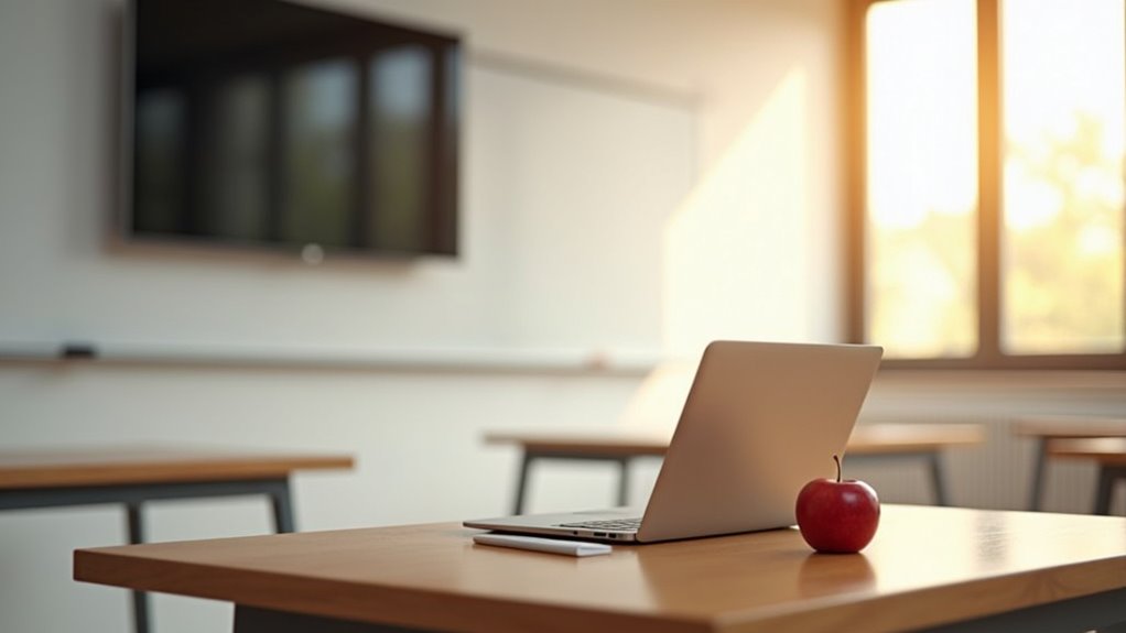 nauczyciel w klasie używający Apple TV