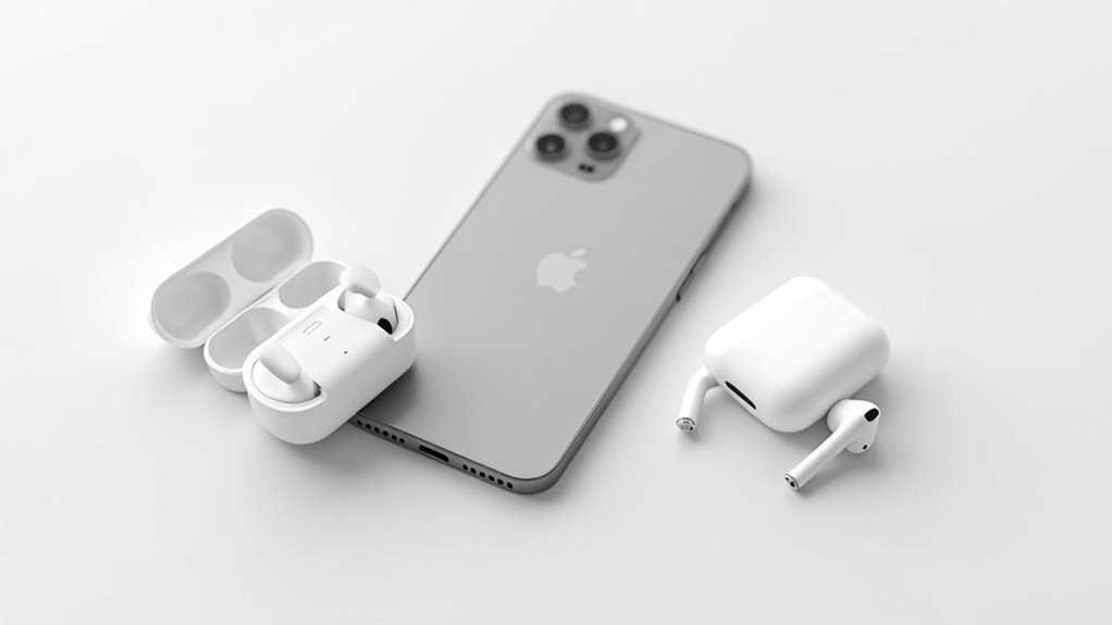 dwa airpodsy sparowane z iPhonem